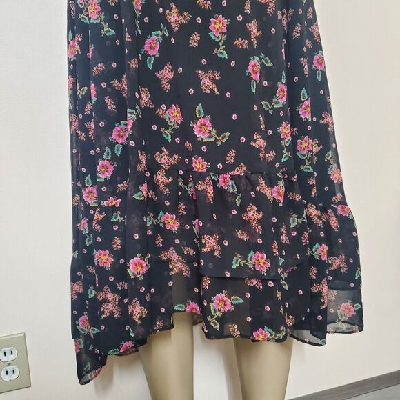 Rebecca Minkoff | Y2K Cottagecore Floral Hi-low Midi Dress  Black XS Fairy - Picture 4 of 13